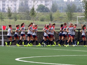 Team USA U20 women's soccer practices in Edmonton in August 2014. Perry Mah/Edmonton Sun