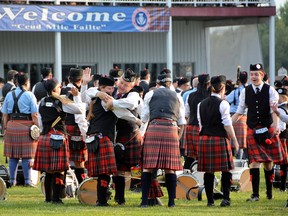 The Rob Roy Pipe Band placed first in the North American Championship at the Glengarry Highland Games in Maxville, Ont., on Saturday. (Meredith Westcott/Supplied photo)