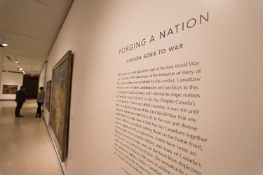 The Forging A Nation: Canada Goes To War art exhibition is seen at the University of Alberta Museums Enterprise Square Galleries in Edmonton, Alta., on Wednesday, Aug. 6, 2014. The art exhibition runs through Aug. 16, and coincides with the 100th anniversary of the Princess Patricia's Canadian Light Infantry. Ian Kucerak/Edmonton Sun/QMI Agency