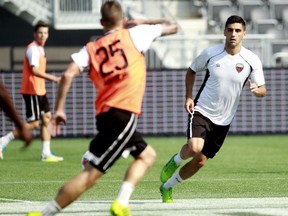 Ottawa Fury FC mi​dfielder Mauro Eustaquio trains at TD Place Friday. Eustaquio, who was born in Portugal but moved to Canada as a baby, impressed in his first start with the club last weekend in Minnesota. (Chris Hofley/Ottawa Sun)