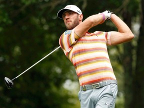 Graham DeLaet of Canada hits off the second tee during the third round of the 2014 PGA Championship at Valhalla Golf Club in Louisville, Kentucky, August 9, 2014. (REUTERS/John Sommers II)
