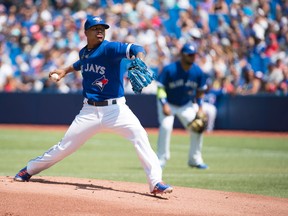 Blue Jays starter Marcus Stroman throws against the Detroit Tigers on Saturday. He pitched a gem at the Rogers Centre. (USA Today Sports)