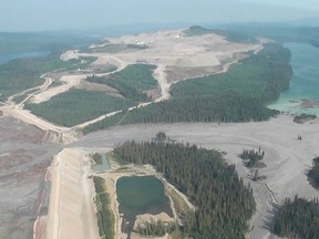 The results of a tailing pond breach  at Imperial Metals Corp's gold and copper mine at Mount Polley in central British Columbia.  REUTERS/Cariboo Regional District/Handout