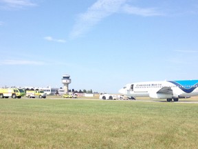 OTTAWA — August 11, 2014 — A burning odor led to the evacuation of a Canadian North 737 on the tarmac of the Ottawa Airport Monday morning. None of the 76 passengers and crew were injuried and the plane is expected to take off to Iqaluit in the afternoon. TSB is investigating the incident. (submitted photo)