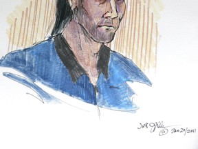 Artist drawing of Sayfildin Tahir-Sharif, 38, (also goes by Faruq Khalil Muhammad Isa) by Jennifer Poburano, January 20, 2011. Sayfildin Tahir-Sharif was in an Edmonton court room January 20, 2011, for his first appearance. The Iraq-born man, who U.S. authorities say also goes by the name Faruq Khalil Muhammad Isa, was arrested around 9 a.m. Wednesday in downtown Edmonton, according to RCMP spokesman Sgt. Patrick Webb. "It was without incident and conducted by RCMP members," said Webb. "And they were arresting in support of the FBI investigation into a suicide bombing in Iraq in April 2009."  The U.S. Department of Justice said Tahir-Sharif was charged with conspiring to kill Americans abroad and providing material support to a terrorist conspiracy.  DRAWING BY JENNIFER POBURANO/EDMONTON SUN  QMI AGENCY