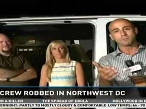 A TV news van was robbed in Washington while its crew was reporting on a smartphone crime app that rates bad neighborhoods.
(Screenshot from WUSA video)