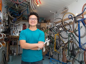 Dickson Bou at N+1 Cycle in London, Ontario on Thursday, July 31, 2014. (DEREK RUTTAN/ The London Free Press)