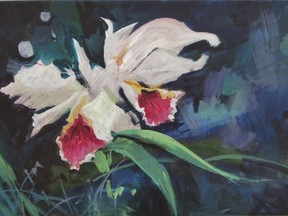 White Iris, acrylic on canvas, by Jane Hamilton-Khaan is among the works on display at Window Art Gallery’s Summer Exhibition. (Supplied photo)