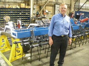 Ed Nichols, plant manager at Penta Tillage Products provides an overview of Penta cultivators and harrow-finishers at a recent plant tour and open house.