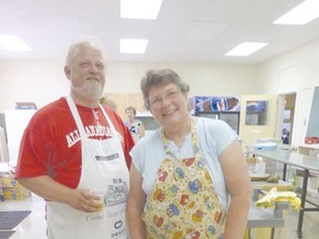 Harry DenHaan, a board member and active supporter of the Huron County Food Bank Distribution Centre, and Janet Boot, the president of the centre, helped prepare the food for last Thursday’s gala all of which was locally produced.