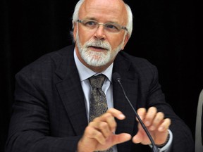 Dr. Michael Strong, dean of the Schulich School of Medicine and Dentistry, speaks during the announcement of a partnership between Western University and Sports Legacy Institute Canada August 13, 2014 in London Ontario. The partnership will strengthen concussion-related research, education and awareness. CHRIS MONTANINI\LONDONER\QMI AGENCY