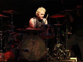 Aerosmith drummer Joey Kramer playing on the Main Stage on day 3 of Download at Donnington Park, United Kingdom on June 15, 2014. (WENN.com)
