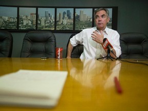 PC leadership candidate Jim Prentice speaks during the Edmonton Sun editorial board meeting Wednesday. (Ian Kucerak/Edmonton Sun)