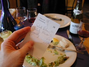 The prices on this French restaurant tab already include a service charge — so you don't have to leave anything extra unless the service was exceptional. (photo: Rick Steves)