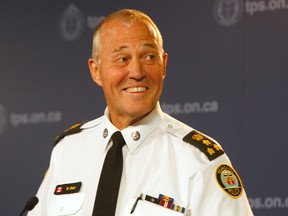 Toronto Police Chief Bill Blair held a news conference at headquarters Thursday to officially accept Councillor Doug Ford's apology for recent comments. (CHRIS DOUCETTE/Toronto Sun)
