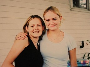 Sisters Jessica, in black, and Stephanie Nethery are pictured here in one of their last photos together before Jessica was murdered in 2002. Stephanie Nethery is petitioning to keep her sister's killer, who has applied for day parole, in prison. (Submitted photo)