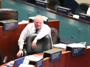 Mayor Rob Ford inside the council chambers at City Hall on Thursday, July 10, 2014, in Toronto. (Veronica Henri/Toronto Sun)