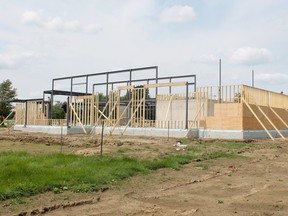 Framing for the interior and exterior walls of the new Norwich Township administration building is starting to provide a better idea of what the finished project will look like.