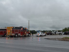 This three-vehicle collision just north of Spruce Grove on Highway 16 on Aug. 8 led to one fatality and two other drivers being transported to hospital with non-life-threatening injuries. - Thomas Miller, Reporter/Examiner
