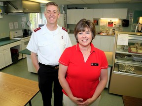 Abigail Mills, Belleville Salvation Army community services director, and New Belleville Salvation Army officer Major Wil Brown-Ratcliffe are seen here in the lunch room at the Salvation Army's Pinnacle Street location.