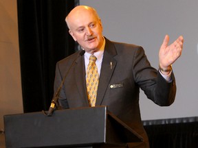 MLA Dr. Neil Brown speaks about the operations of the new airport tunnel on Saturday May 24, 2014 in Calgary, Alta. The budget of the tunnel was $294.8 million dollars. Opening day for the tunnel will be May 25. Holly Mandarich / Special to The Sun / QMI Agency