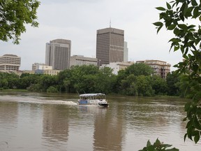 A Splash Dash tour bus travels the Red River on Fri., June 27, 2014.