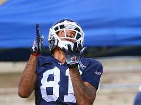 Argos receiver Jason Barnes. (Dave Abel, Toronto Sun)