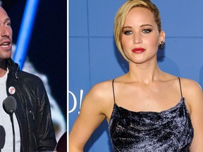 Chris Martin and Jennifer Lawrence. (Reuters/WENN.COM)