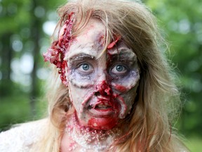 Sierra McIsaac of Trenton is a zombie bride at Quinte Zombie Zone in Batawa, Saturday, Aug. 16, 2014. 
Emily Mountney-Lessard/The Intelligencer/QMI Agency