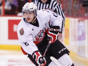 Ottawa 67's Travis Konecny in action against the Belleville Bulls on November 19, 2013. (Errol McGihon/Ottawa Sun/QMI Agency)