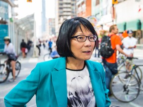Mayoral candidate Olivia Chow is pictured at Yonge and Bloor Sts. on Aug. 17. (ERNEST DOROSZUK, Toronto Sun)