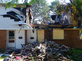 A townhouse on Southdale Rd. E. is badly damaged after an explosion ripped through the unit (Free Press file photo)