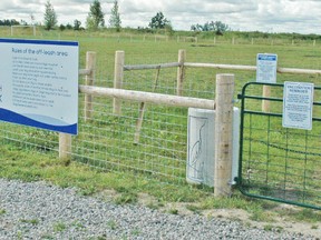 West Perth residents and their four-legged canine friends can now enjoy an off leash dog park in Mitchell. Located at the south end of Wellington Street, the park opened at the beginning of August. KRISTINE JEAN/MITCHELL ADVOCATE