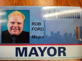 Mayor Rob Ford's city council ID card. (Supplied photo)