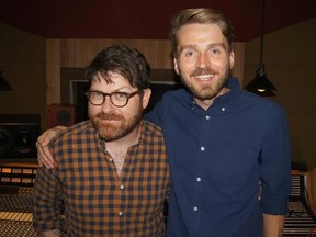 Jeremy Sawatzky (right) got a one-in-a-million opportunity when his tweet to The Decemberists frontman Colin Meloy turned into a chance to sing in a chorus for a song that will appear on the band's upcoming album. (TWITTER PHOTO)