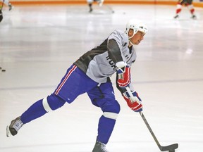 Former Maple Leafs defenceman Tomas Kaberle works out at the BioSteel hockey camp at St Michael’s Arena on Monday. (MICHAEL PEAKE/Toronto Sun)