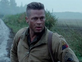 Brad Pitt in a scene from David Ayer’s war drama Fury, which will be released Oct. 17. HANDOUT