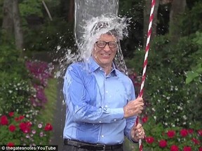 Microsoft founder Bill Gates takes the ALS Ice Bucket Challenge.