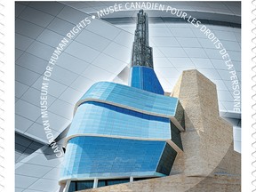 A stamp featuring the human rights museum is now being sold by Canada Post. (SUPPLIED PHOTO)