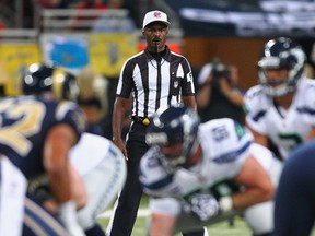 Referee Mike Carey #94 officiates a game between the St. Louis Rams and the Seattle Seahawks at the Edward Jones Dome on September 30, 2012 in St. Louis, Missouri. (Dilip Vishwanat/Getty Images/AFP)