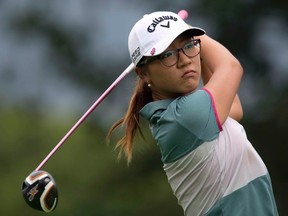 Lydia Ko lets loose a drive during the  pro-am event at the 2014 CP Women's Open at the London Hunt and Country Club in London Ontario on Wednesday, August 20, 2014. DEREK RUTTAN/ The London Free Press /QMI AGENCY