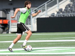 Ottawa Fury FC striker Tommy Heinemann trains at TD Place Wednesday. Heinemann scored his first goal of the fall season in a 1-1 draw at home to San Antonio last weekend. (Chris Hofley/Ottawa Sun)