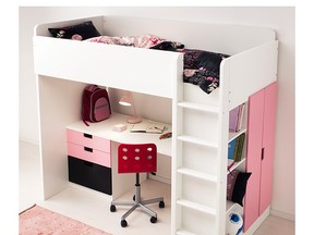 The Stuva Loft Bed from Ikea has a desk and storage for a young person's study space.