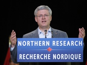 Canada's Prime Minister Stephen Harper speaks during a news conference at Yukon College in Whitehorse, Yukon August 21, 2014. (REUTERS/Chris Wattie)