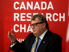 Minister of State for Science and Technology, Ed Holder, shown in this file photo making an announcement in Edmonton in March, has a second home in Sarnia and said he plans to retire in the city after he leaves politics. He is currently an MP for London.
Perry Mah/ Edmonton Sun/ QMI Agency