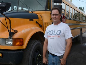Tony Hanthorn of Hanthorn Motors has been preparing buses for the upcoming school year. Zachary Shunock/for The Intelligencer.