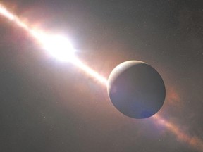 An exoplanet orbiting the young star Beta Pictoris is shown in an artist?s rendering. there?s a competition going on to name some of the planets outside our solar system, and Gwynne Dyer is convinced it will result in one being called Tatooine. (NICK RISINGER and ESO ESO L. CASCADA, Sky Survey and Reuters)
