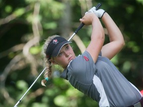Brooke Henderson of Smiths Falls, Ontario tees off the 8th tee at the 2014 CP Women's Open at the London Hunt and Country Club in London Ontario on Friday, August 21, 2014.  (DEREK RUTTAN, The London Free Press)
