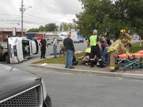 John Lappa/The Sudbury Star
There were minor injuries and one person is facing charges following a two-vehicle collision on Lasalle Boulevard on Friday afternoon.