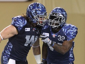 The Blue Bombers had plenty to celebrate after beating the Als on Friday. (KEVIN KING/Winnipeg Sun)